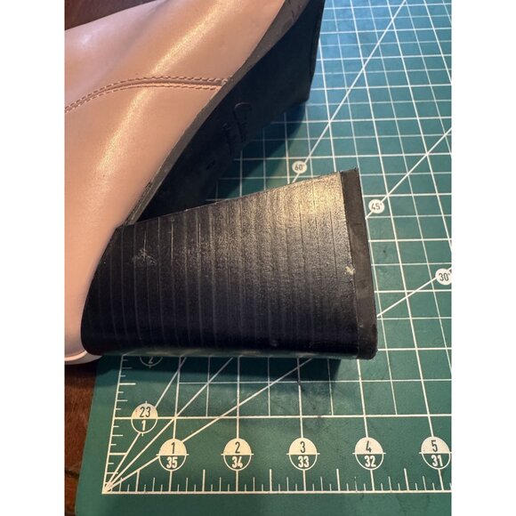 Nessie Circus NY Square-Toe Pink Leather Ankle Boots Black Block Heels size 10 - Picture 8 of 8